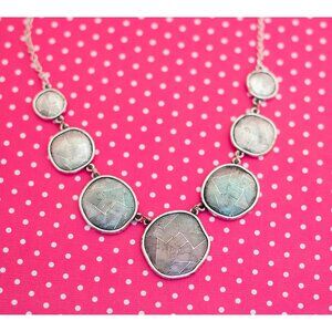 Vintage Silver Tone Unique Pattern Bib Necklace by Avon 18 inch - P17